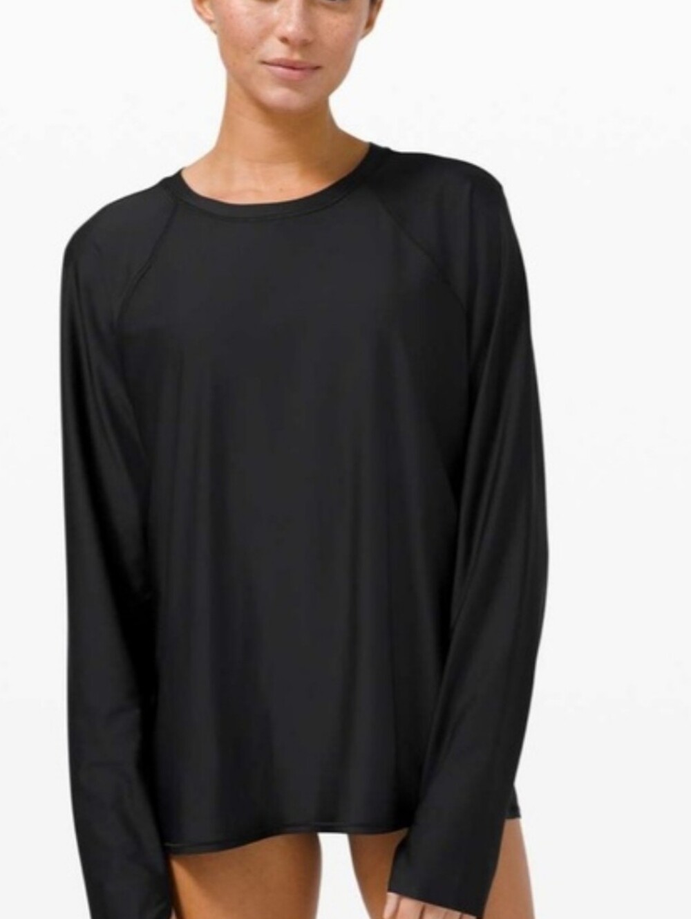 Lululemon Waterside Relaxed UVP Long Sleeve Medium Black Outdoor Swim UPF 40 New